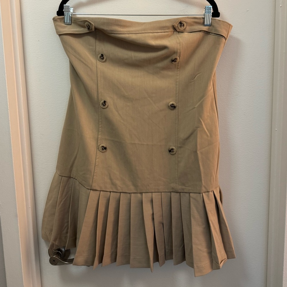 NWT Anthropologie Flat White Strapless Pleated Mini Dress - Picture 4 of 5